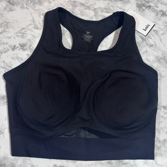 Knix Racerback Pullover Sports Bra XXL++ Black Med Impact Support Wicking NWT - Picture 1 of 9